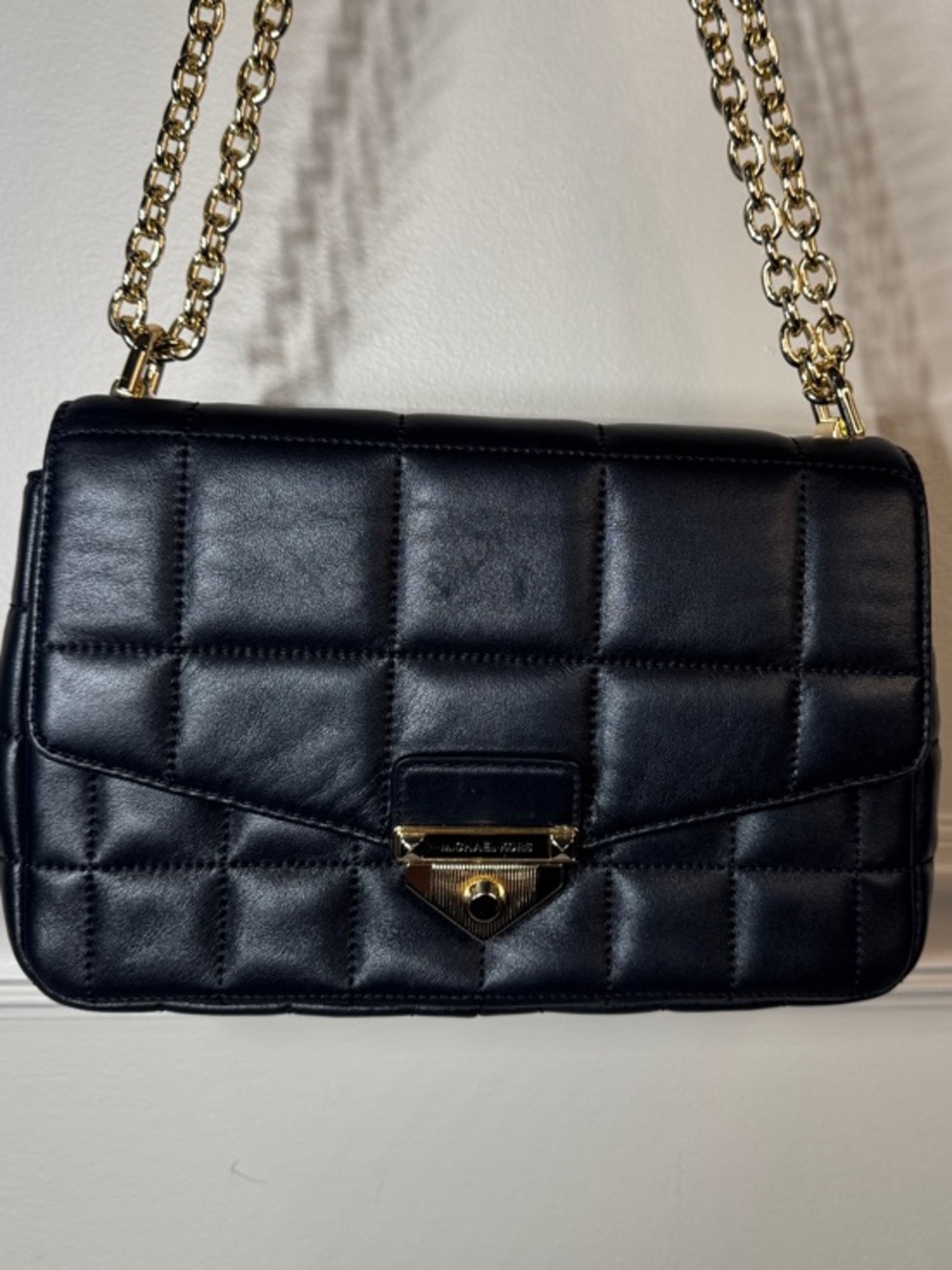 MICHAEL Michael Kors SoHo Large Quilted Leather Shoulder Bag - Black & Gold - Picture 5 of 16